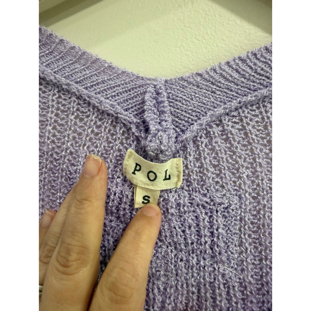 POL Purple V-Neck Knit Sweater Oversized Long Sleeve Womens Small - Picture 3 of 7